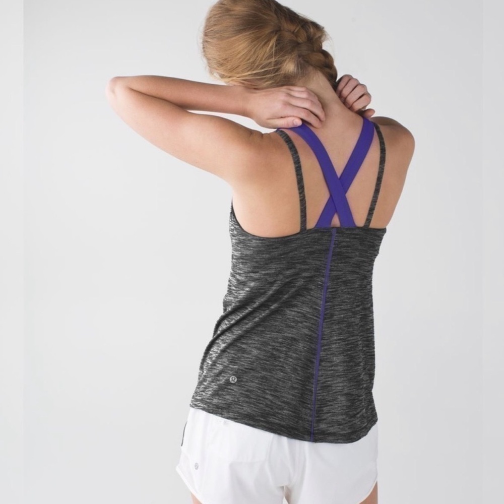 Lululemon Run For Gold Tank Top Strappy Back Gray